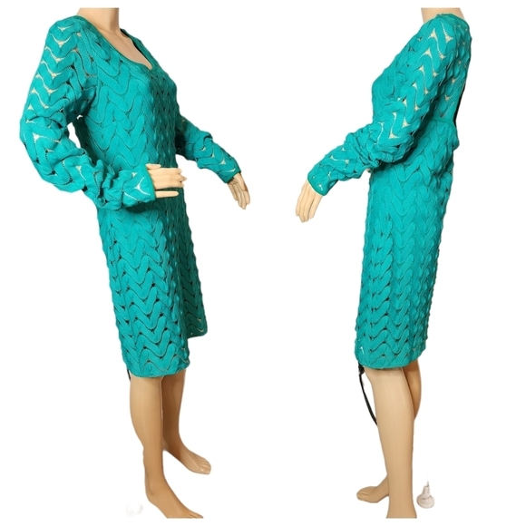 Free People Green Cochet Wild Thing Mini Sheath V Neck Retro - Picture 8 of 17